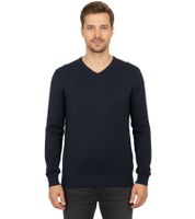 Stylischer Herren Strick-Pullover mit V-Ausschnitt Premium-Baumwolle 143-034 Dunkelblau