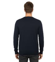 Stylischer Herren Strick-Pullover mit V-Ausschnitt Premium-Baumwolle 143-034 Dunkelblau