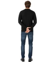 Modischer Herren Strick-Pullover mit Ton in Ton-Ellenbogen-Stoffpatches Merinowolle 144-005 Schwarz