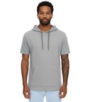 Sweat à capuche, t-shirt ou sweat d'été EIGHT2NINE pour homme, en coton, manches courtes, coloris gris clair ou kaki