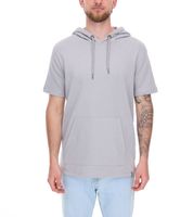 Sweat à capuche, t-shirt ou sweat d'été EIGHT2NINE pour homme, en coton, manches courtes, coloris gris clair ou kaki