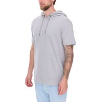 Sweat à capuche, t-shirt ou sweat d'été EIGHT2NINE pour homme, en coton, manches courtes, coloris gris clair ou kaki