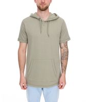 Sweat à capuche, t-shirt ou sweat d'été EIGHT2NINE pour homme, en coton, manches courtes, coloris gris clair ou kaki
