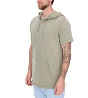 Sweat à capuche, t-shirt ou sweat d'été EIGHT2NINE pour homme, en coton, manches courtes, coloris gris clair ou kaki