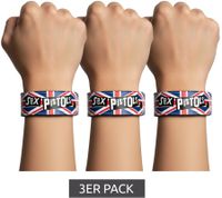 3er Pack Sex Pistols Punkband Armband mit Logo Schriftzug stylischer Fan-Artikel Arm-Schmuck Blau/Rot/Weiß