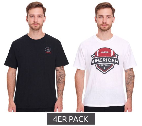 4er Pack U.S. SPORT AMERICA Herren T-Shirt Basic Baumwoll-Shirt Rundhals-Shirt Kurzarm Schwarz/Weiß