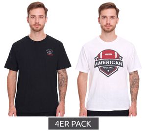 4er Pack U.S. SPORT AMERICA Herren T-Shirt Basic Baumwoll-Shirt Rundhals-Shirt Kurzarm Schwarz/Weiß