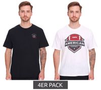 4er Pack U.S. SPORT AMERICA Herren T-Shirt Basic Baumwoll-Shirt Rundhals-Shirt Kurzarm Schwarz/Weiß