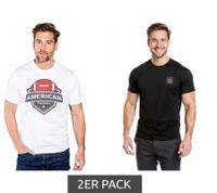 4er Pack U.S. SPORT AMERICA Herren T-Shirt Basic Baumwoll-Shirt Rundhals-Shirt Kurzarm Schwarz/Weiß