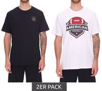 4er Pack U.S. SPORT AMERICA Herren T-Shirt Basic Baumwoll-Shirt Rundhals-Shirt Kurzarm Schwarz/Weiß