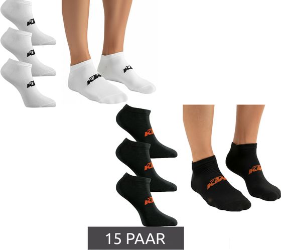 15 Paar KTM Sportsocken Sneaker-Socken mit Logo Baumwoll-Strümpfe Oeko-Tex 100 Zertifiziert KTM/1/SLCX3 Weiß oder Schwarz