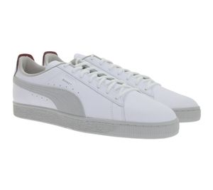 PUMA X Scuderia Ferrari Basket Ls Herren Sneaker mit EVA-Zwischensohle Echtleder Schuhe Motorsport 306214 02 Weiß