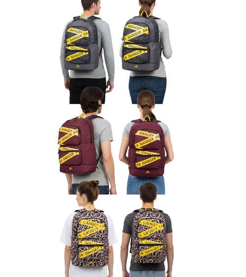 Rivacase Erebus Urban Rucksack mit 13,3" Laptopfach Alltags-Rucksack City-Rucksack 14L 5421 in Grau/Camouflage, Beige/Leopard oder Weinrot