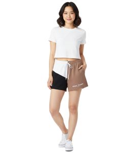 Sporty Hollister X Social Tourist Women's Sweat Shorts in Color-Block Style, Cotton Trousers, 365-349-0002-401, Brown/White/Black
