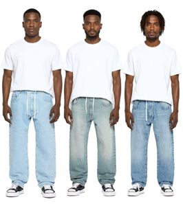 Stylish men's jogger-style jeans, baggy leg denim with drawstring, BR-12000, blue, available in various colors: Pacific Blue, 90s Blue, or Heaven Blue