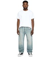 Stylish men's jogger-style jeans, baggy leg denim with drawstring, BR-12000, blue, available in various colors: Pacific Blue, 90s Blue, or Heaven Blue
