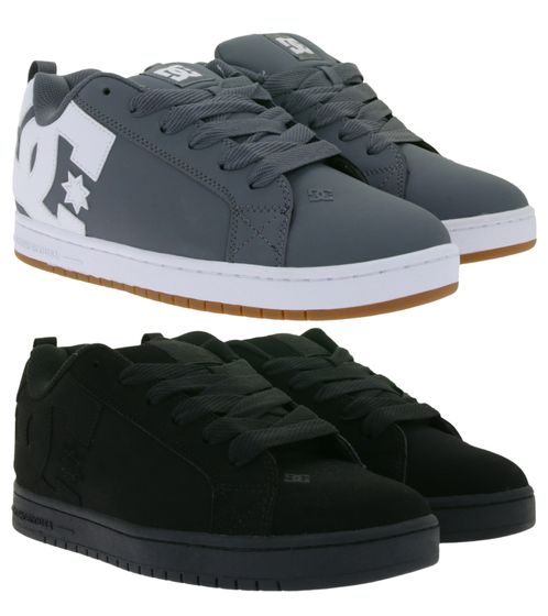 Baskets basses DC Court Graffik pour homme, style skate, en cuir véritable avec perforations d'aération (réf. 300529), coloris gris ou noir
