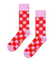 Lot de 3 paires de chaussettes Happy Socks en coton, motifs à carreaux, rayures et cerises, style losanges, présentées dans un coffret cadeau (P002655), bleu/rouge/blanc.