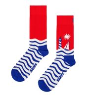 Lot de 3 paires de chaussettes Happy Socks Smooth Sailing en coton, motif marin, pour tous les jours, présenté dans un coffret cadeau (P002656), coloris bleu/rouge/blanc.