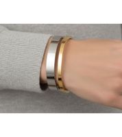 Conjunto de brazalete tricolor de Calvin Klein para mujer, pulsera de acero inoxidable, joyería KJ06BD2001, plata/oro