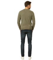 Pull en maille ESPRIT pour homme, col rond, 100 % coton, vert olive