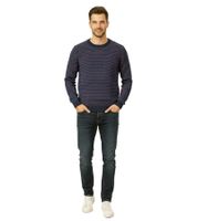 Pull ESPRIT pour homme, col rond en maille, 100 % coton, bleu foncé