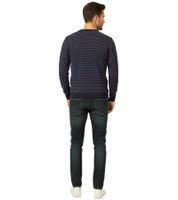 Pull ESPRIT pour homme, col rond en maille, 100 % coton, bleu foncé