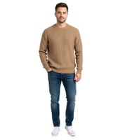 Pull ESPRIT pour homme, col rond, en maille de coton, marron