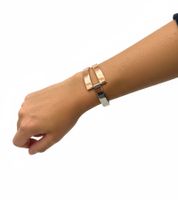 Bracelet jonc bicolore pour femme Calvin Klein Truly, acier inoxydable, réf. KJ8JPF2001, argent/or rose