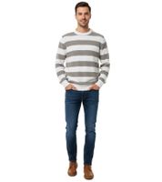 Pull rayé ESPRIT pour homme, col rond, 100 % coton, disponible en bleu foncé/rose, blanc/gris ou bleu foncé/blanc