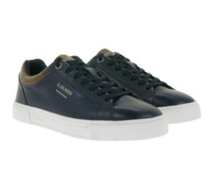 s.Oliver Men's Low Top Sneakers with Embossed Logo, Genuine Leather Shoes 5-13604-43 805 Dark Blue