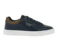 s.Oliver Men's Low Top Sneakers with Embossed Logo, Genuine Leather Shoes 5-13604-43 805 Dark Blue