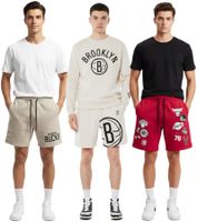 Hollister X NBA Sweat Shorts with Team Logo Prints, Cotton, Size 328-278, Various Models: Brooklyn Nets (Beige), Milwaukee Bucks (Taupe), or NBA Team Logos (Red)