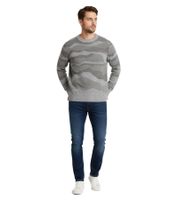 Pull ESPRIT pour homme, élégant, en maille à motif vagues, col rond, 100 % coton, gris ou bleu