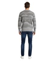 Pull ESPRIT pour homme, élégant, en maille à motif vagues, col rond, 100 % coton, gris ou bleu