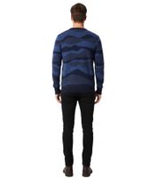 Pull ESPRIT pour homme, élégant, en maille à motif vagues, col rond, 100 % coton, gris ou bleu