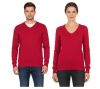 Elegante maglione unisex con scollo a V in cotone premium 002 rosso