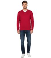 Elegante maglione unisex con scollo a V in cotone premium 002 rosso