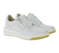 CAPRICE Women's Layered Look Sneakers, Genuine Leather Lace-Up Shoes, 9-23720-44 191 White