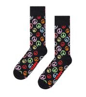 Calcetines Happy Socks para hombre con estampado integral de la paz, calcetines de algodón, calcetines para uso diario P000729 Negro/Multicolor