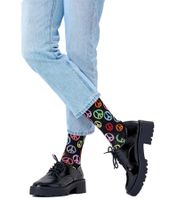 Calcetines Happy Socks para hombre con estampado integral de la paz, calcetines de algodón, calcetines para uso diario P000729 Negro/Multicolor