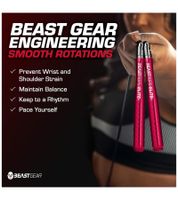 3er Sparpack BEASTGEAR Elite Premium-Aluminium-Springseil 3m Speed-Fitness-Springseil für fortgeschrittene Fitness Boxen, MMA, HIIT, Krafttraining und Double Unders Workout Rot/Schwarz