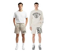 Pantaloncini da tuta Hollister X NBA con stampa del logo della squadra, pantaloni della tuta in cotone 328-278-0257-401, Brooklyn Nets in beige o Milwaukee Bucks in tortora