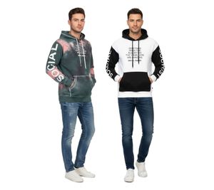 Hollister X Social Tourist Herren Hoodie mit Kapuze Baumwoll-Pullover Oversized 365-352-000 in Weiß/Schwarz oder im Batik-Look Grün/Rosa