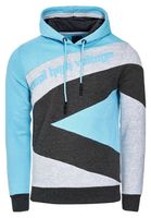 Sweat à capuche pour homme, style sportif, color-block, référence 4727, turquoise/gris chiné/anthracite