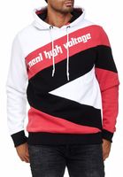 Sweat à capuche sportif pour homme, style color-block, pull à capuche, référence 4727, blanc/rouge/noir
