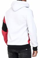 Sweat à capuche sportif pour homme, style color-block, pull à capuche, référence 4727, blanc/rouge/noir