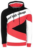 Sweat à capuche sportif pour homme, style color-block, pull à capuche, référence 4727, noir/blanc/rouge