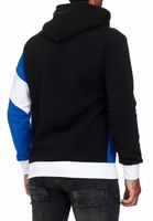 Sportlicher Hoodie für Herren im Color-Blocking-Style Kapuzen-Pullover Sweater 4727 Schwarz/Royal-Blau/Weiß