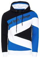 Sportlicher Hoodie für Herren im Color-Blocking-Style Kapuzen-Pullover Sweater 4727 Schwarz/Royal-Blau/Weiß